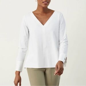 ADAY Something Tailored Top Blouse V-Neck Off White Small